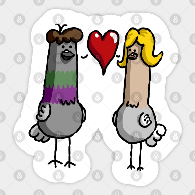 Cute Pigeon Love Bird Lover Sticker by Kev Brett Designs